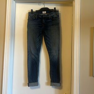 Hudson jeans size 26 skinny jeans with folded bottom.